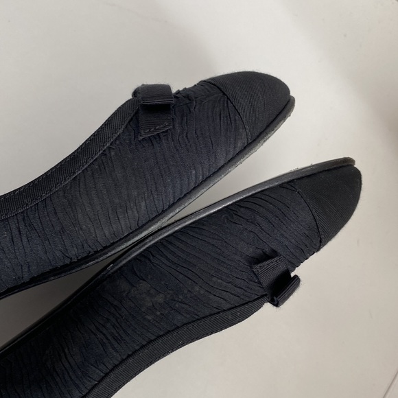 Chanel *Authentic* Interlocking CC Logo Black Crinkle Flats Size Euro 39 - Picture 10 of 14